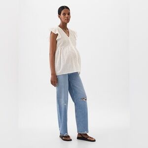 Maternity White Eyelet Blouse